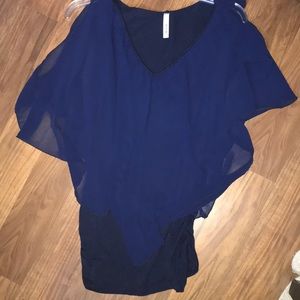 Cold shoulder double lined sheer top